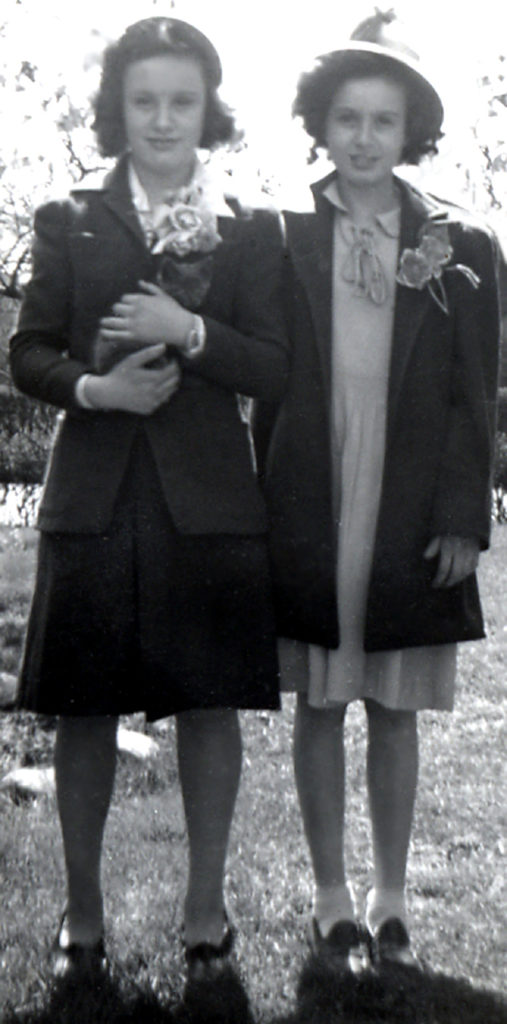 Betty with sister Millie Edel Hills . Late 1940's